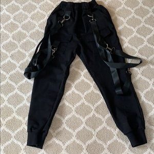very cool black joggers with chains